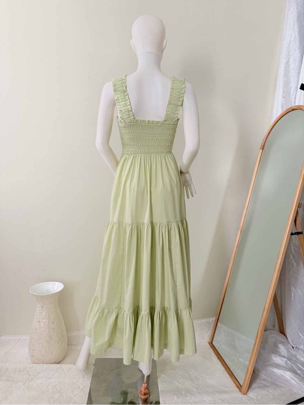 Abercrombie & Fitch Light Green Smocked Tiered Maxi Dress - Picture 2 of 11